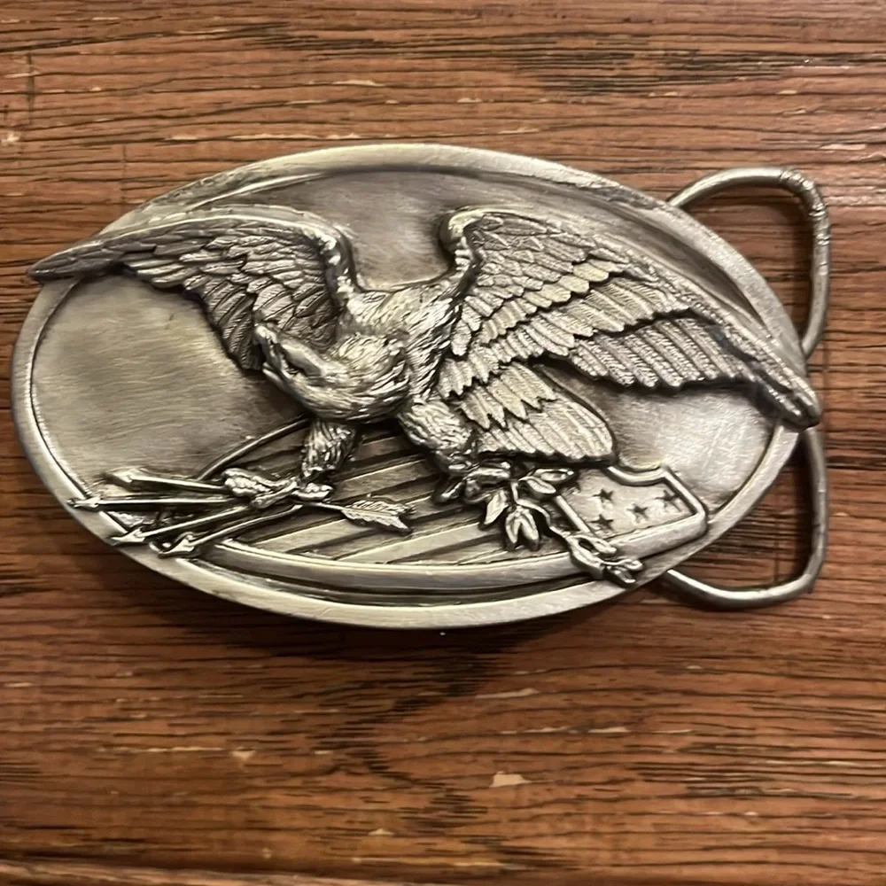 Bergamot Brass Works 1983 Vintage American Fighting Eagle Belt Buckle